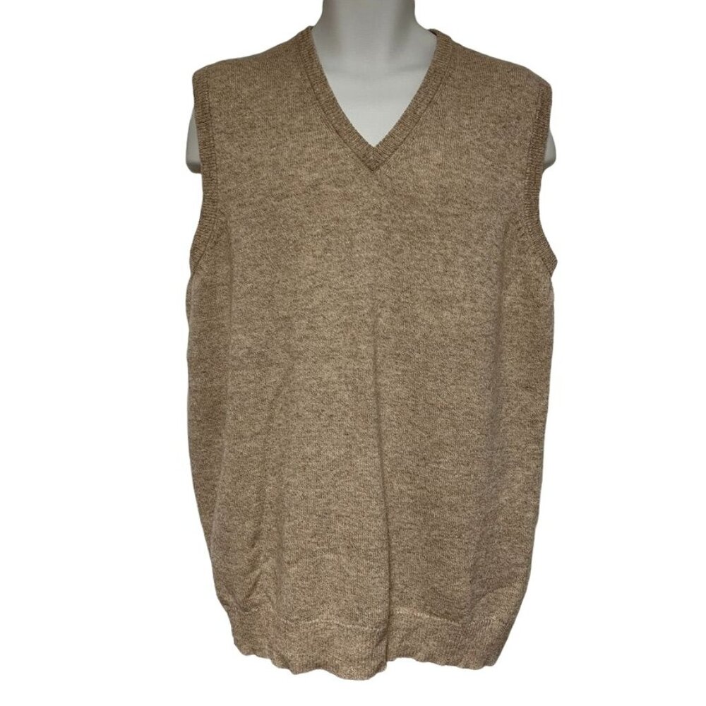 EWM Machine Washable Soft Lambswool Dad Vest Beige Men's Size‎ L